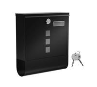 SONGMICS BuzÓn, BuzÓn de Correos, Cerradura con Cilindro de Cobre y Tapa Giratoria, Placa de IdentificaciÓn, Porta-PeriÓdicos, FÁcil Montaje, 10 x 30,8 x 33,8 cm, Negro GMB020B02