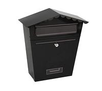 Buzón de Correos para casa, Villa, jardín, Exterior, Impermeable, para periódicos, Estilo rústico Americano (Negro)