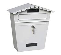 Buzón de Correos para casa, Villa, jardín, Exterior, Impermeable, para periódicos, Estilo rústico Americano (Blanco)