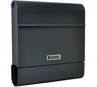 Buzón de diseño moderno, color gris antracita mate, con compartimento para periódicos, C4, con cerradura, 3 llaves, placa para nombre, RAL 7016