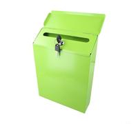 Buzón de hierro montado en la pared, caja de sugerencias creativa con cerradura, caja de estaño con letras europeas para estilo pastoral americano (verde)