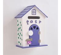 Buzón De Madera, Caixa Correio Decorativo Rústico, Buzón De Cabaña De Madera De Estilo Antiguo, Adecuado Para La Decoración Del Hogar(Purple)
