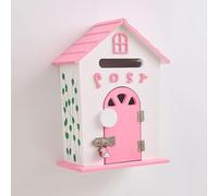 Buzón De Madera, Caixa Correio Decorativo Rústico, Buzón De Cabaña De Madera De Estilo Antiguo, Adecuado Para La Decoración Del Hogar(Pink)