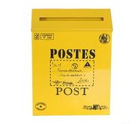 Buzón de metal rústico europeo vintage para montaje en pared, añade un estilo único a la decoración del hogar y fotografía con función práctica (amarillo)
