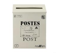 Buzón de metal rústico europeo vintage para montaje en pared, añade un estilo único a la decoración del hogar y fotografía con función práctica (blanco)