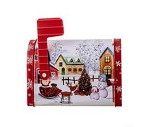 Buzón de Navidad de metal con bandera, para dulces y golosinas, almacenamiento decorativo para sorpresas navideñas y manualidades (D)