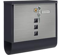 Buzón de pared acero negro/plateado 30,5x10x33,5cm