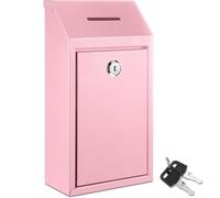 Buzón de Pared - Buzón metálico con Cerradura, Ideal para casa, Oficina y Exterior | para donaciones, buzón de sugerencias Seguro - Urna para entregar votos (Rosa)