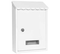 Buzón de Pared Correo, Buzón de Exterior de Metálico con Cerradura y Llaves, Buzón Impermeable de Gran Capacidad para Cartas, Fácil de Instalar (30x21.7x7cm, Blanco)