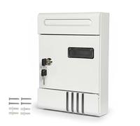 Buzón de Pared Correo, Buzón de Exterior o Interior Metálico con Cerradura, Llaves Tacos y Tornillos, Impermeable de Gran Capacidad para Cartas, Fácil de Instalar. (Blanco)