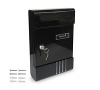 Buzón de Pared Correo, Buzón de Exterior o Interior Metálico con Cerradura, Llaves Tacos y Tornillos, Impermeable de Gran Capacidad para Cartas, Fácil de Instalar. (Negro)