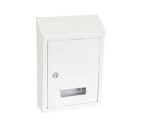 Buzón de Pared Correo con Tapa Antilluvia, Buzón de Exterior de Metálico con Cerradura y Llaves 30x21x6cm. (Blanco)