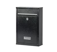 Buzón de Pared Correo con Tapa Antilluvia, Buzón de Exterior de Metálico con Cerradura y Llaves, Buzón Impermeable de Gran Capacidad para Cartas, Fácil de Instalar. (Negro Liso)