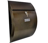 Buzón de pared de diseño con compartimento para periódicos, resistente a la intemperie gracias al recubrimiento en polvo, bronce antiguo, grande, elegante, chapa galvanizada, 3 llaves, formato C4,