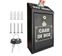 Buzón de pared para exterior con llave, caja de dinero con tablero de conteo de monedas, caja de metal con ranura, caja de colección, buzón de seguridad para el hogar, oficina, puerta exterior 14,5 x