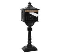 Buzón de pie Relaxdays Estilo Antiguo, diseño británico, Negro | aluminio resistente a la corrosión, dimensiones: 118 x 41 x 29 cm, buzón de columna