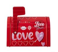 Buzón de San Valentín, caja de caramelos, adorno de hojalata rojo rosa blanco para bodas, intercambios de aula y decoración navideña, 9,5 x 13,5 x 8 cm (rojo)