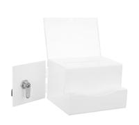 Buzón de Sugerencias con Cerradura Blanco de Acrílico para Tarjetas | Ranura Frontal, Tapa Superior Extraíble, Privacidad Visual, Fácil Instalación, para Tiendas y Aulas