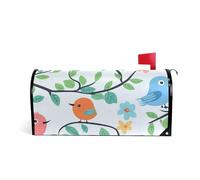 Buzón decorativo de dibujos animados para niños, diseño de árbol de pájaros, color azul, para verano, cuThanksgiving