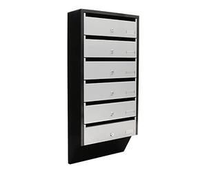 Buzón Depot 6 de Rottner, de 6 módulos, Color Plata / Negro, Ideal para comunidades o para exterior (en una zona protegida), acero, Cerradura de cilindro, Tarjetero para cada módulo