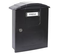 Buzón Exterior de Plástico de Gran Resistencia, Tamaño M (DIN A4 y Revistas), Buzón de Pared Mediano, Buzón de Correo Antilluvia, Anticorrosivo, Fácil de Instalar, Negro