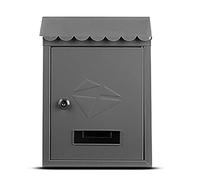 BUZON EXTERIOR EXTERNO DE METAL CERRADURA CORREO POSTAL PAQUETERIA PARA PARED GRIS