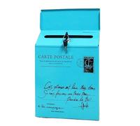 Buzon Exterior Iron Mailbox Retro Email Box Magazines Holder Wall Hanging Decorations Post Letterbox Outdoor(Blue Type 2)