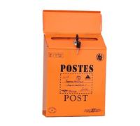 Buzón Iron Mailbox Retro Email Box Magazines Holder Wall Hanging Decorations Post Letterbox Outdoor para la Oficina en casa(Orange type1)