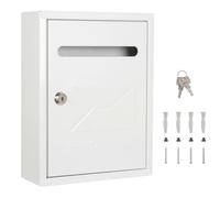 Buzón Metálico de Pared para Exterior o Interior con Cerradura de Llave, Buzones de Fachada con Anclaje en Pared, Instalación Fácil, 26x20x8cm. (Blanco)