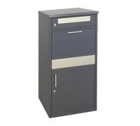 Buzón Relaxdays con Compartimento para Paquetes, 4 Llaves, 112 x 50 x 37 cm, Hierro y Acero, Gris Oscuro/Silber