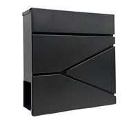 Buzón Relaxdays con Compartimento para periódicos, (H x A x F): 37 x 37 x 11 cm, DIN C4, Impermeable, 4 Llaves, Negro