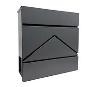 Buzón Relaxdays con Compartimento para periódicos, HBT: 37 x 37 x 11 cm, DIN C4, Impermeable, 4 Llaves, buzón, Antracita