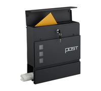 Buzón Relaxdays con Compartimento para revistas, 37 x 37 x 12 cm, Hierro, 4 Llaves, buzón Negro