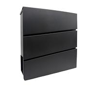 Buzón Relaxdays con Compartimento para revistas, HBT: 37,5 x 35,5 x 10,5 cm, DIN C4, Resistente, 4 Llaves, Negro