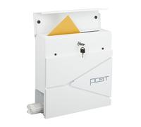 Buzón Relaxdays con diseño Moderno, Metal, 4 Llaves, con Tubo para periódicos, (Aprox. 38 x 37 x 12 cm), Blanco