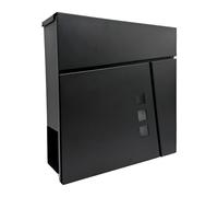 Buzón Relaxdays con Espacio para periódicos, HBT: 37,5 x 37 x 10,5 cm, DIN C4, Impermeable, 4 Llaves, Negro