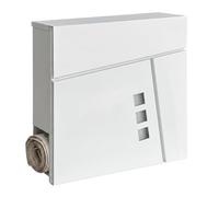 Buzón Relaxdays con Hueco para periódicos, 37,5 x 37 x 10,5 cm, DIN C4, Resistente a la Intemperie, 4 Llaves, Blanco