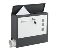 Buzón Relaxdays con Ventana, Metal, 4 Llaves, con Tubo para periódicos, (H x B x T): Aprox. 30 x 36 x 11 cm, Bicolor