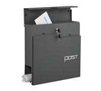 Buzón Relaxdays de diseño Moderno, Metal, 4 Llaves, con Espacio para periódicos, (HxBxT): 38 x 37 x 12 cm, Antracita