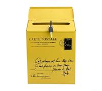 Buzón vintage para montaje en pared, 30 x 22 x 7 cm, gran capacidad de almacenamiento, resistente a la intemperie, caja de periódicos para cartas postales para clima (amarillo)