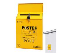 Buzones de correo montados en la pared para exteriores, buzón de bloqueo de techo acuático, buzón de metal con llave, para jardín al aire libre -e Po-rch C-ourtyard casa de campo entrada patio