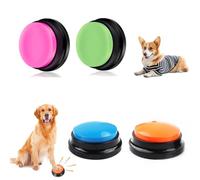 Buzzer con función de grabación, 4 unidades de zumbadores de colores con sonido, botones de perro para hablar zumbador perro botones grabables para interacción de perros botones de inteligencia para