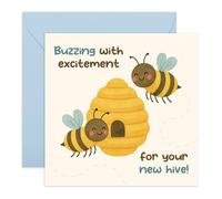 Buzzing With Excitement New Hive Card - Cute Bee New Home, dulce tarjeta de inauguración de la casa para él, ella, pareja, amigo, hija, hijo, familia, nuevos propietarios de viviendas, vecinos, viene