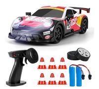 BuzzoXerex Coche RC Drift, 1:22 Mini Drift RC Car, 4WD 15 km/h Coche Teledirigido Drift con Kit Barricada y Luces LED, Drift Car de Juguete para Niños Mayores de 8 Años (Rojo)