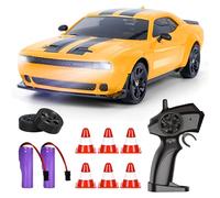 BuzzoXerex Coche RC Drift, 1:24 RC Drift Car, 18km/h 4WD Mini Coche Teledirigido con Kit Barricada, Luces LED, Radiocontrol Coche de Juguete para Niños Mayores de 6 Años (Y)