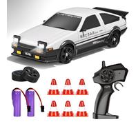 BuzzoXerex Coche Teledirigido Drift, 1:24 Drift RC Car, 18km/h 4WD Mini Car Teledirigido con Kit Barricada, Luces LED, Radiocontrol Coche de Juguete para Adultos y Niños Mayores de 6 Años (Blanco)