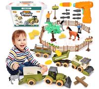 BuzzoXerex Tractor Juguete, Juego de Tractor Granja, Granja Juguete con Animales, Valla, Transportador y Cosechadora, Juego de Animales Granja para Niños de 3 4 5 6 Años