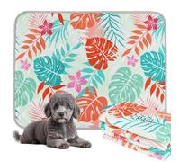 BVAGSS 2 Piezas Alfombras Absorbentes Reutilizables, Almohadillas de Entrenamiento Lavable Training Pads para Mascotas XH081 (60x60cm,Green Palm Leaves)