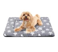 BVAGSS Colchoneta para Perros y Gatos Cama, Cojín para Mascotas Suave Almohadilla Cojín Cálida Súper Suave, Fondo Antideslizante Dog Bed XH083 (100x70cm,White Star)