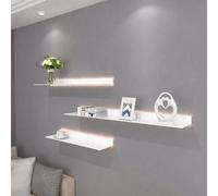 BV stante Flotante De Pared con Luz LED, Metal Moderno | Moderna Estantería Colgante con Estantes Iluminados, para Terraza Baño Cocina Sala Dormitorio juegos(White,60 cm)